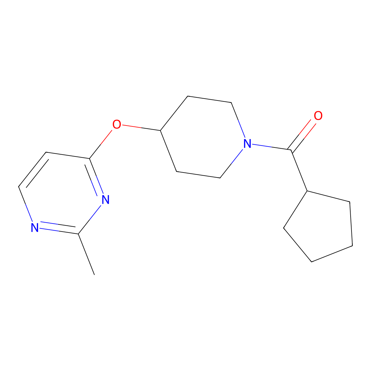 Cyclopentyl(4-((2-methylpyrimidin-4-yl)oxy)piperidin-1-yl)methanone molecular structure, CAS 2097862-75-2