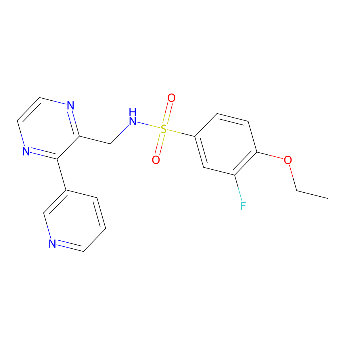 4-ethoxy-3-fluoro-N-{[3-(pyridin-3-yl)pyrazin-2-yl]methyl}benzene-1-sulfonamide molecular structure, CAS 2097862-80-9