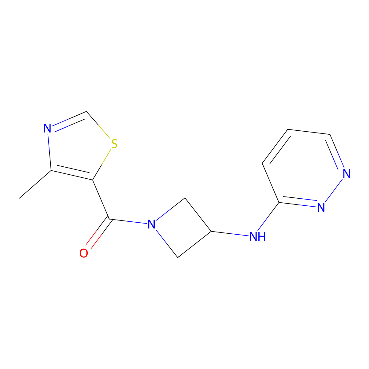 N-[1-(4-methyl-1,3-thiazole-5-carbonyl)azetidin-3-yl]pyridazin-3-amine molecular structure, CAS 2097862-82-1