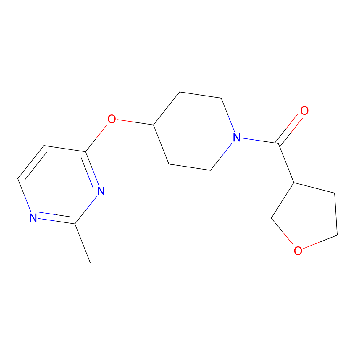 (4-((2-Methylpyrimidin-4-yl)oxy)piperidin-1-yl)(tetrahydrofuran-3-yl)methanone molecular structure, CAS 2097862-85-4