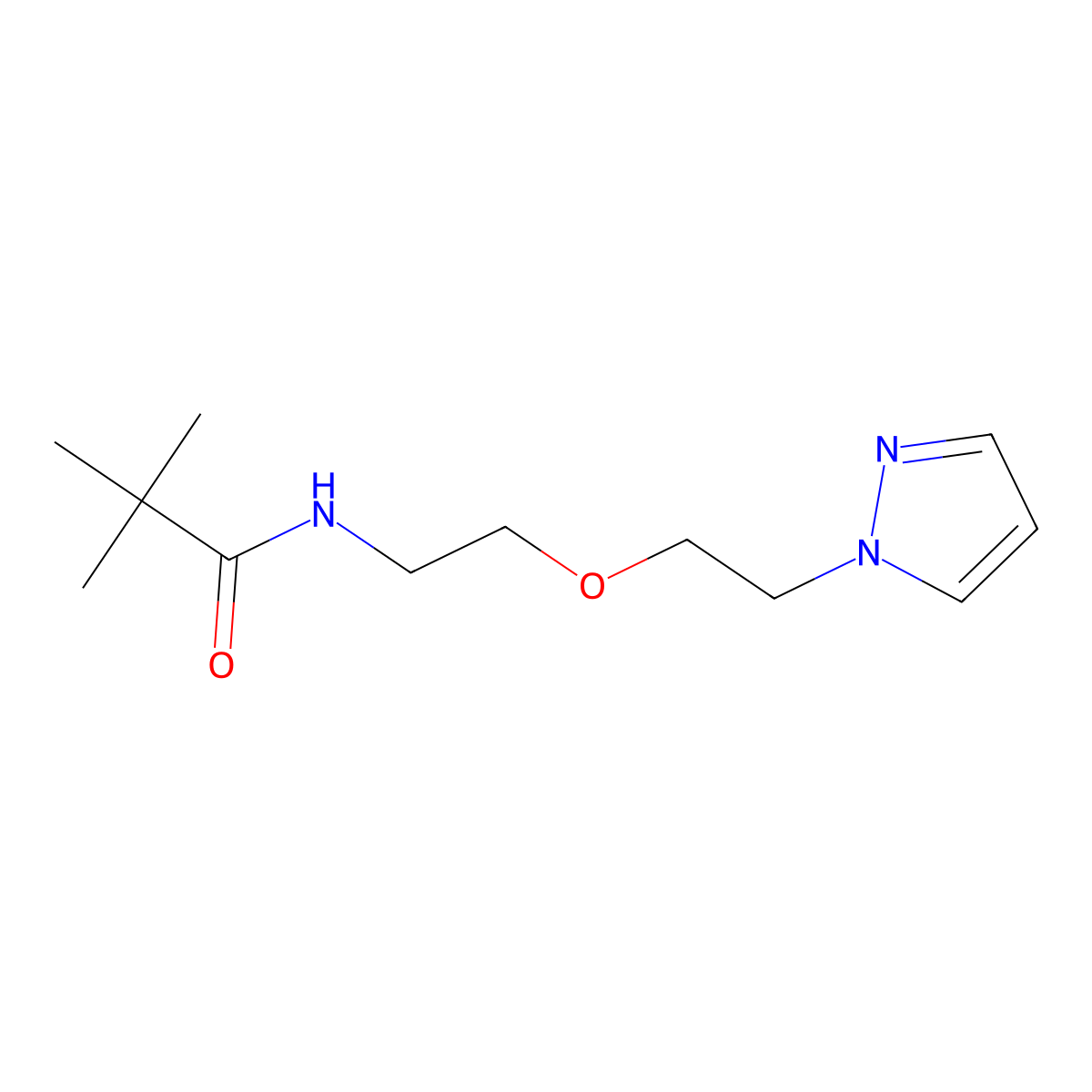 2,2-dimethyl-N-{2-[2-(1H-pyrazol-1-yl)ethoxy]ethyl}propanamide molecular structure, CAS 2097862-87-6