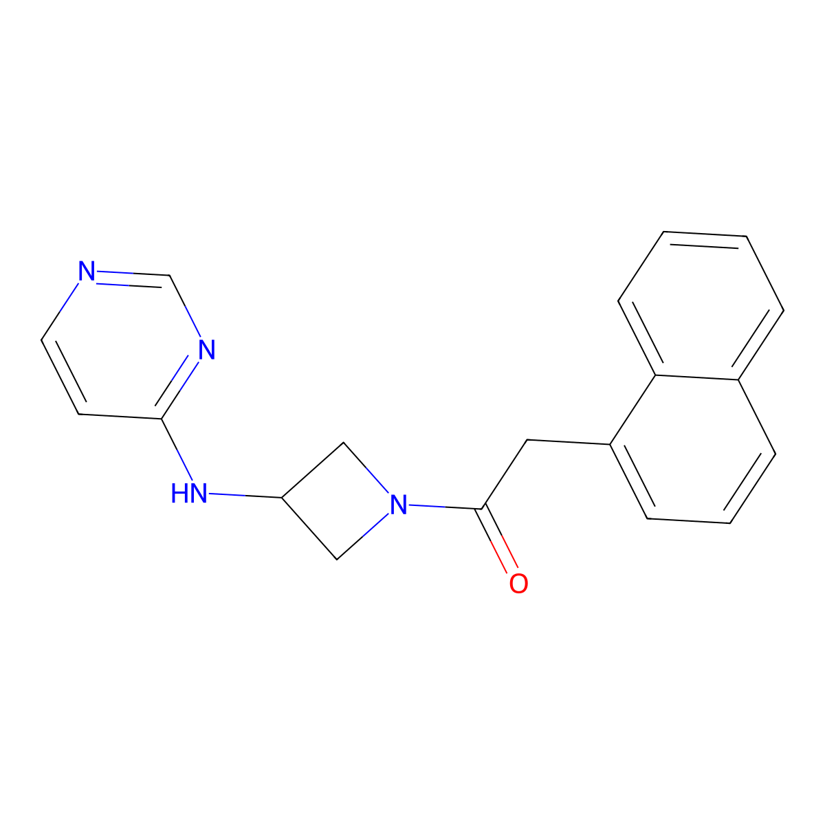 2-(Naphthalen-1-yl)-1-{3-[(pyrimidin-4-yl)amino]azetidin-1-yl}ethan-1-one molecular structure, CAS 2097862-92-3