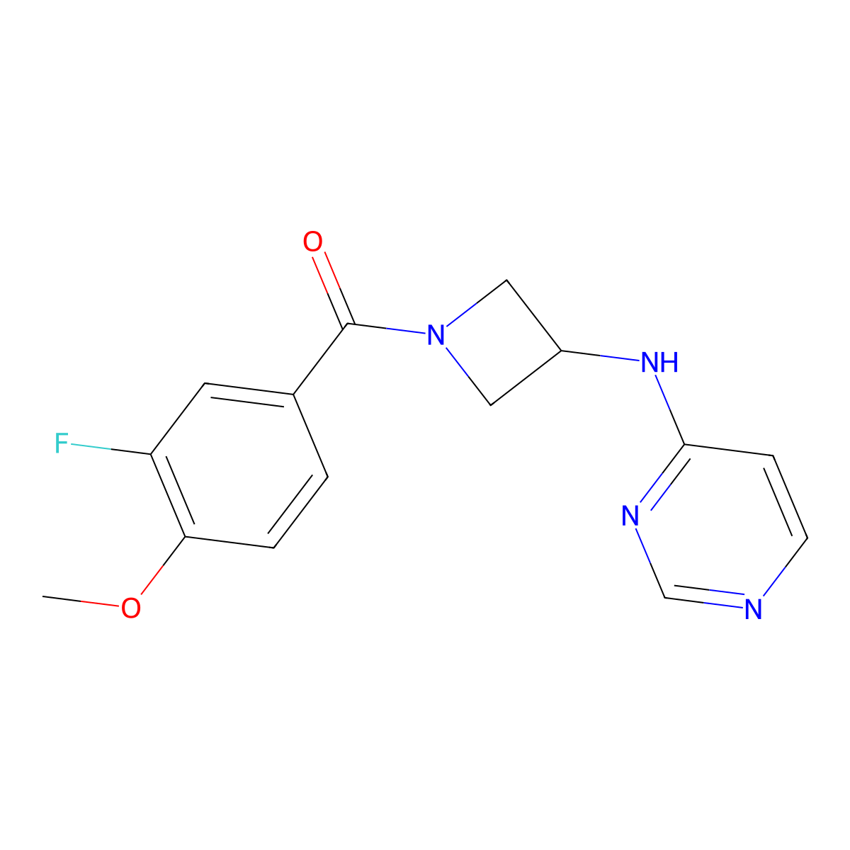 N-[1-(3-fluoro-4-methoxybenzoyl)azetidin-3-yl]pyrimidin-4-amine molecular structure, CAS 2097862-93-4