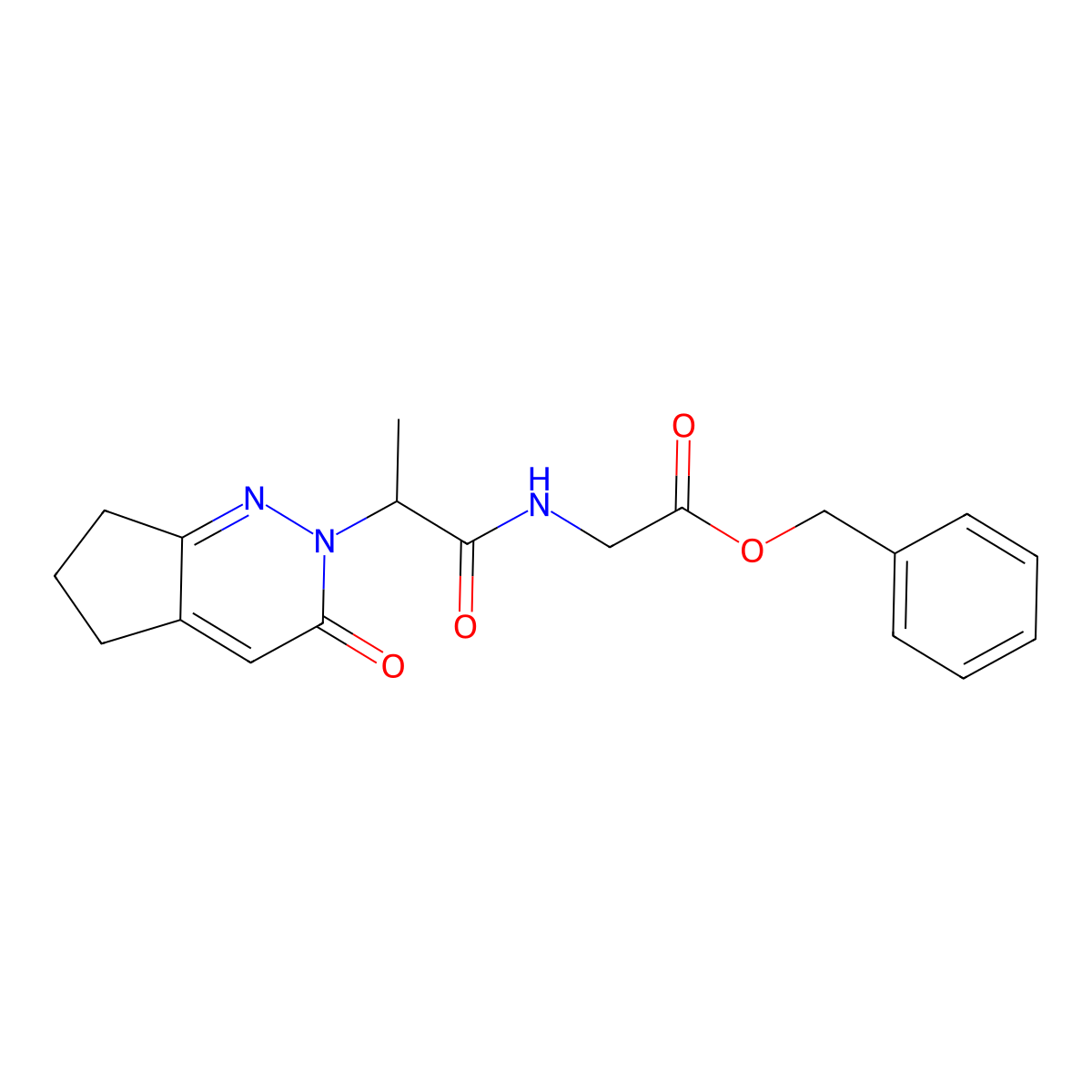 benzyl 2-(2-(3-oxo-3,5,6,7-tetrahydro-2H-cyclopenta[c]pyridazin-2-yl)propanamido)acetate molecular structure, CAS 2097863-04-0