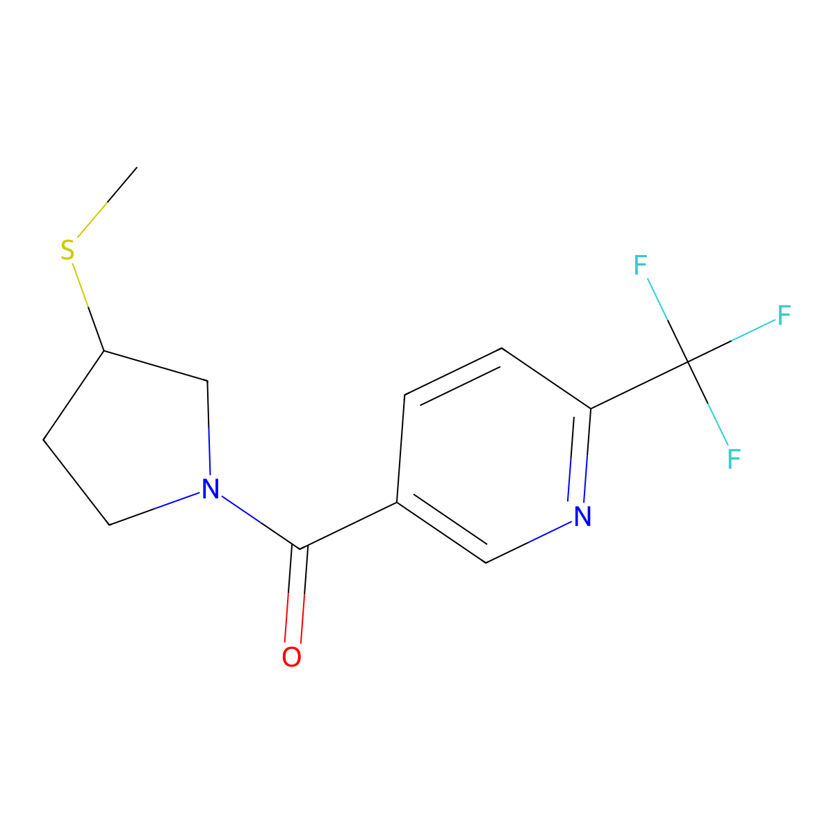 5-[3-(Methylsulfanyl)pyrrolidine-1-carbonyl]-2-(trifluoromethyl)pyridine molecular structure, CAS 2097863-10-8