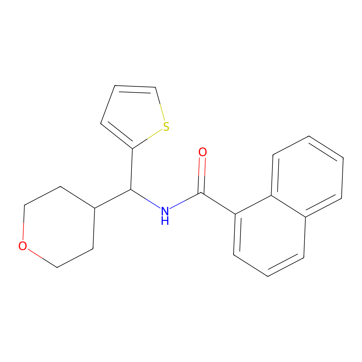 N-[(oxan-4-yl)(thiophen-2-yl)methyl]naphthalene-1-carboxamide molecular structure, CAS 2097863-15-3