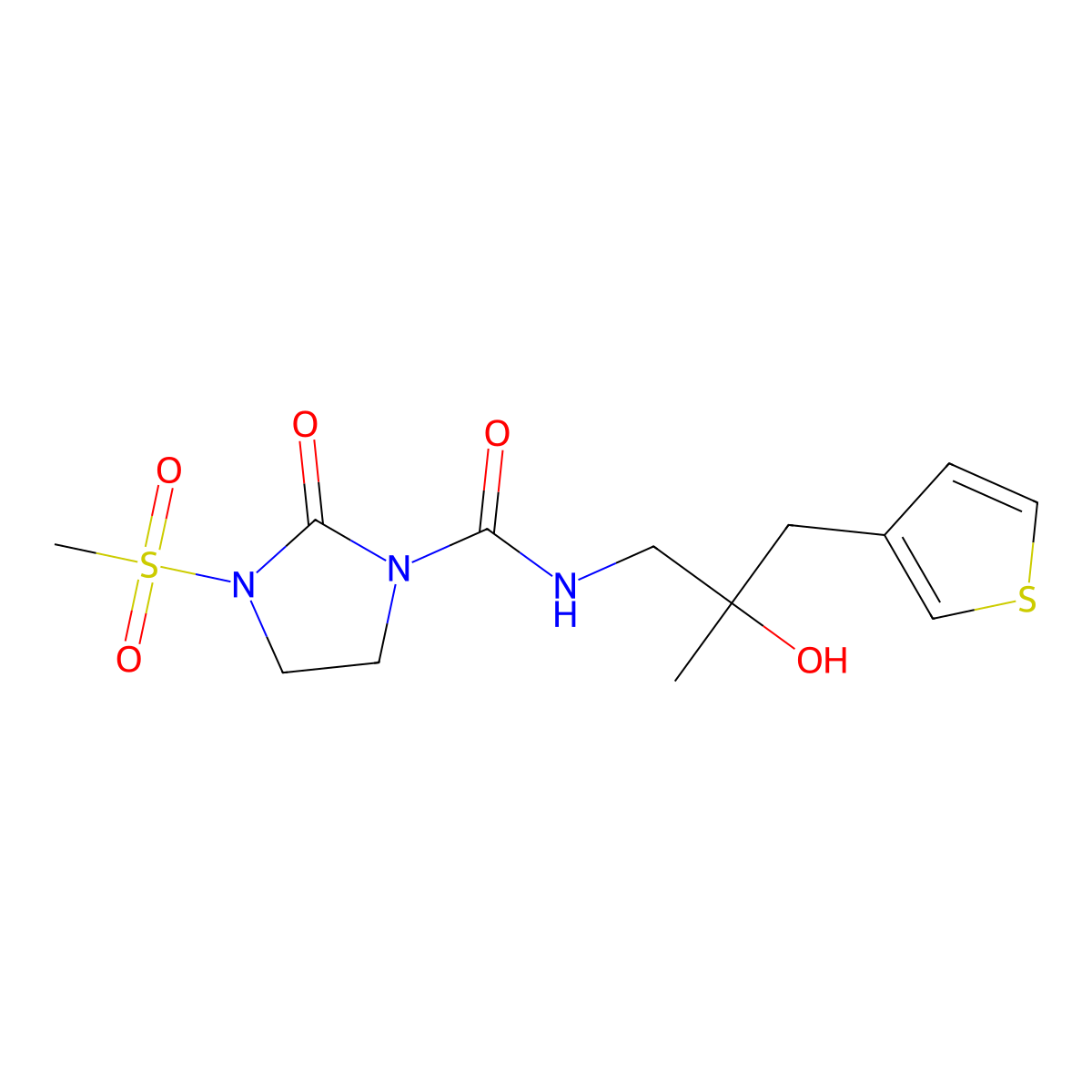 N-[2-hydroxy-2-methyl-3-(thiophen-3-yl)propyl]-3-methanesulfonyl-2-oxoimidazolidine-1-carboxamide molecular structure, CAS 2097863-17-5