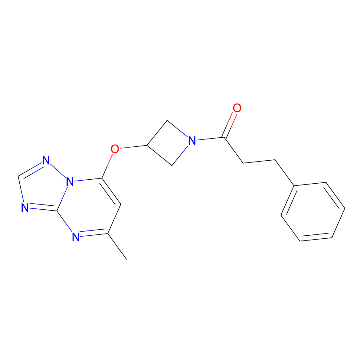 1-[3-({5-Methyl-[1,2,4]triazolo[1,5-a]pyrimidin-7-yl}oxy)azetidin-1-yl]-3-phenylpropan-1-one molecular structure, CAS 2097863-18-6