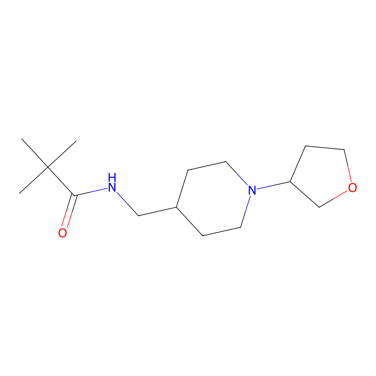 2,2-dimethyl-N-{[1-(oxolan-3-yl)piperidin-4-yl]methyl}propanamide molecular structure, CAS 2097863-20-0