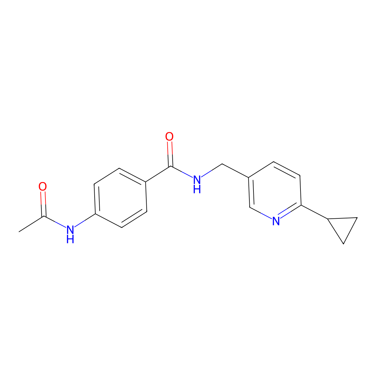 N-[(6-cyclopropylpyridin-3-yl)methyl]-4-acetamidobenzamide molecular structure, CAS 2097863-22-2