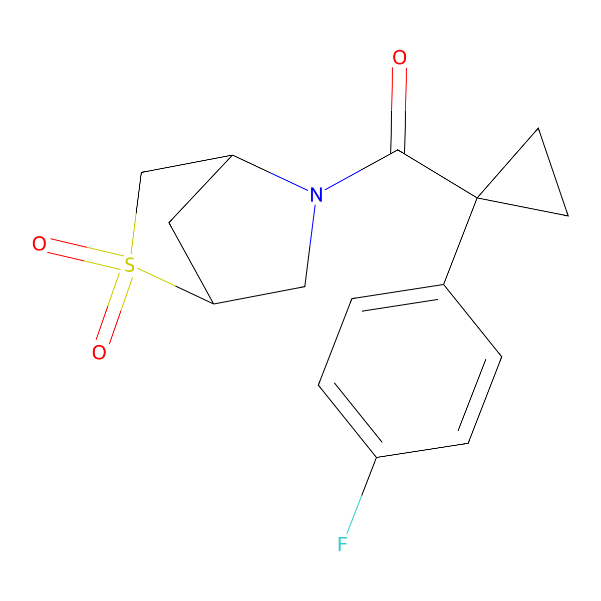 5-[1-(4-Fluorophenyl)cyclopropanecarbonyl]-2lambda6-thia-5-azabicyclo[2.2.1]heptane-2,2-dione molecular structure, CAS 2097863-29-9