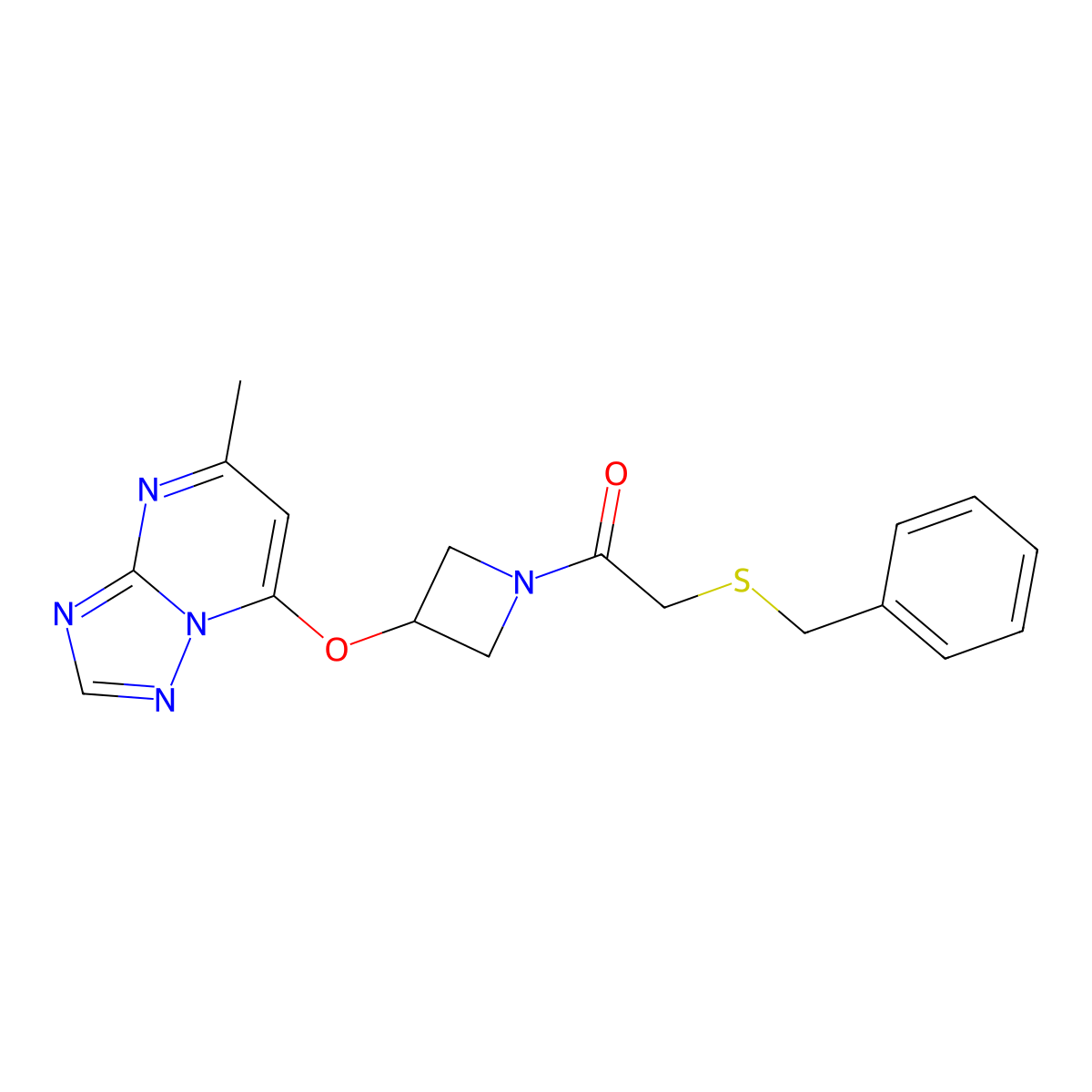 2-(Benzylsulfanyl)-1-[3-({5-methyl-[1,2,4]triazolo[1,5-a]pyrimidin-7-yl}oxy)azetidin-1-yl]ethan-1-one molecular structure, CAS 2097863-37-9