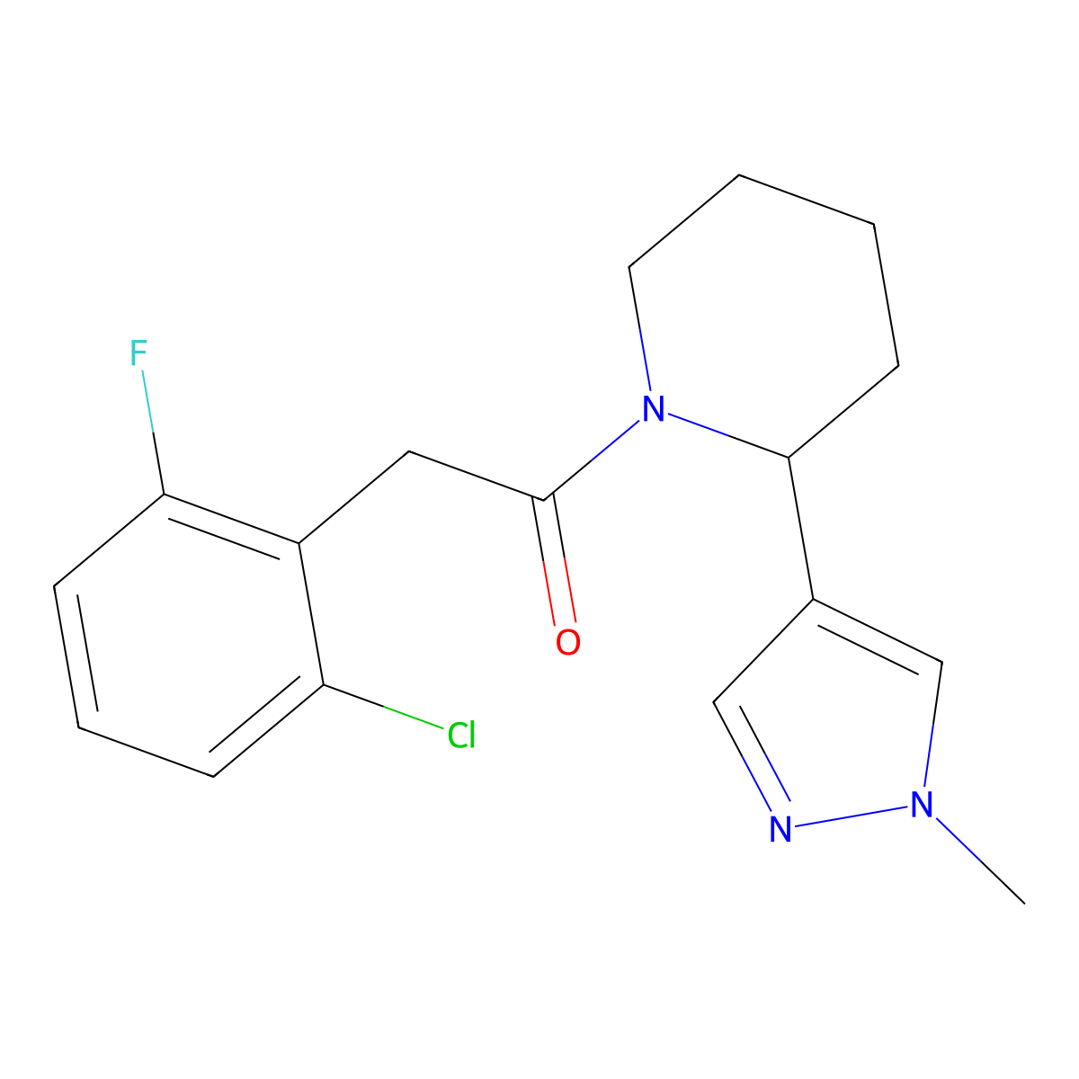 2-(2-chloro-6-fluorophenyl)-1-[2-(1-methyl-1H-pyrazol-4-yl)piperidin-1-yl]ethan-1-one molecular structure, CAS 2097863-39-1