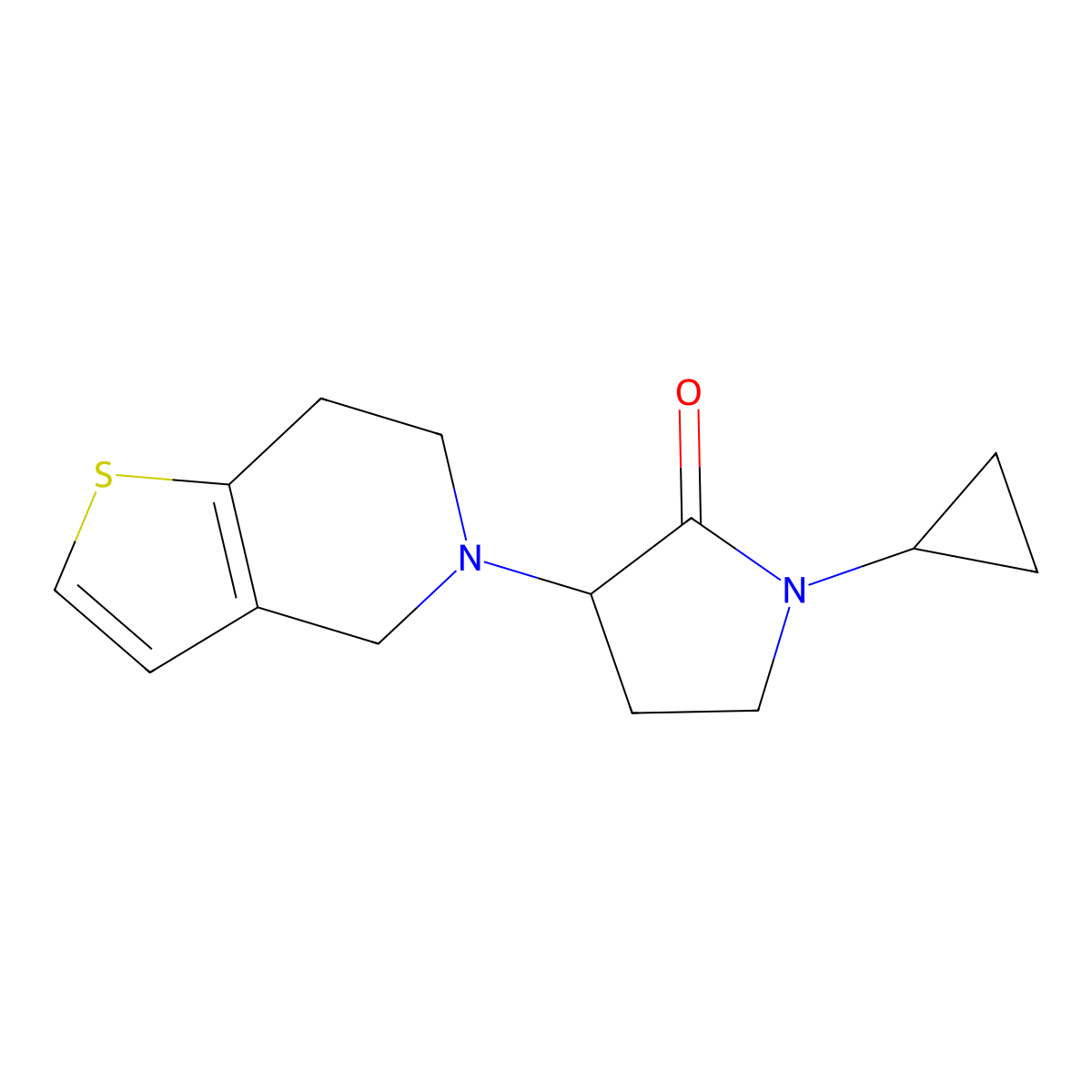 1-cyclopropyl-3-{4H,5H,6H,7H-thieno[3,2-c]pyridin-5-yl}pyrrolidin-2-one molecular structure, CAS 2097863-45-9