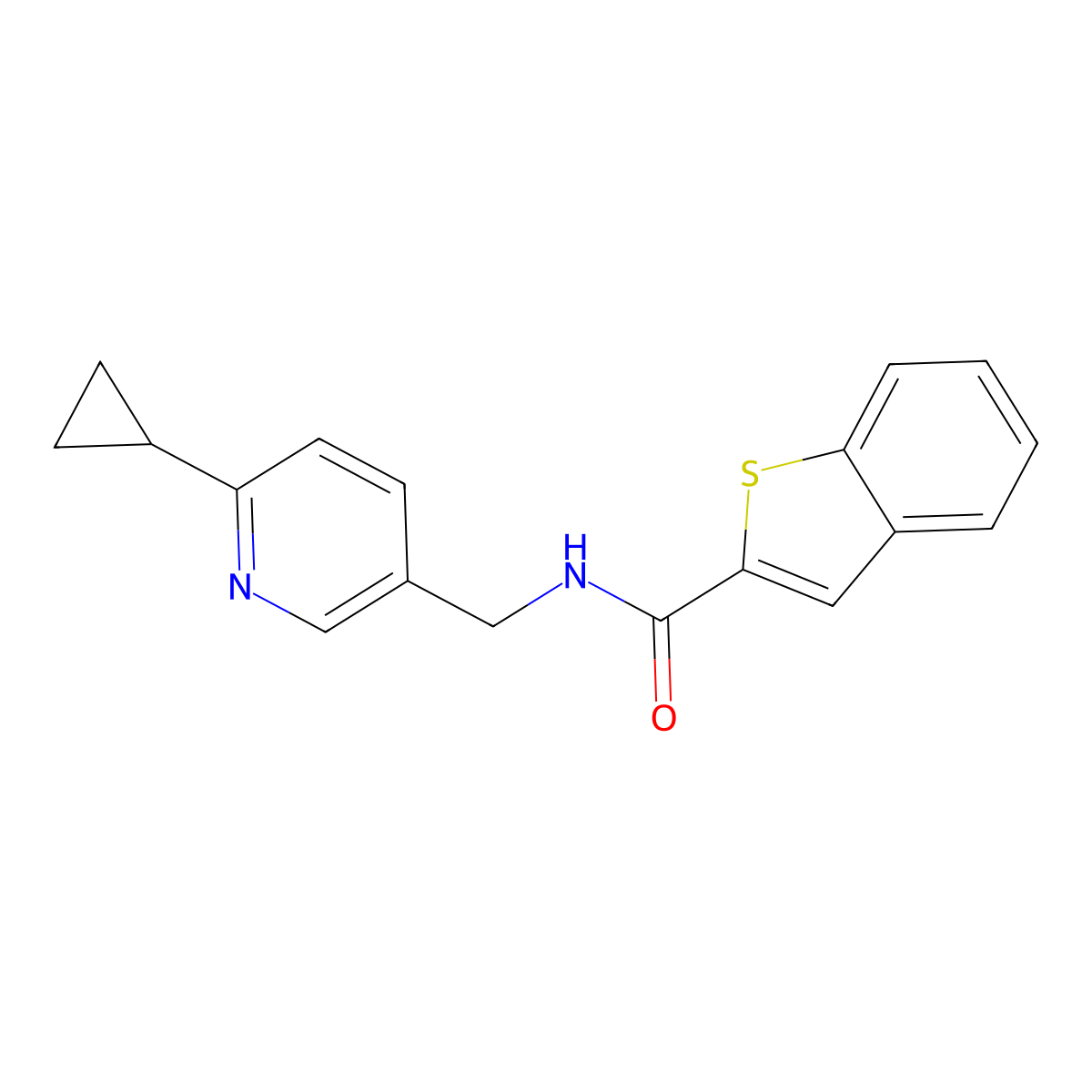 N-[(6-cyclopropylpyridin-3-yl)methyl]-1-benzothiophene-2-carboxamide molecular structure, CAS 2097863-48-2