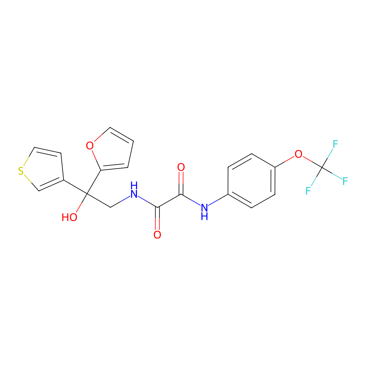N-[2-(furan-2-yl)-2-hydroxy-2-(thiophen-3-yl)ethyl]-N'-[4-(trifluoromethoxy)phenyl]ethanediamide molecular structure, CAS 2097863-49-3