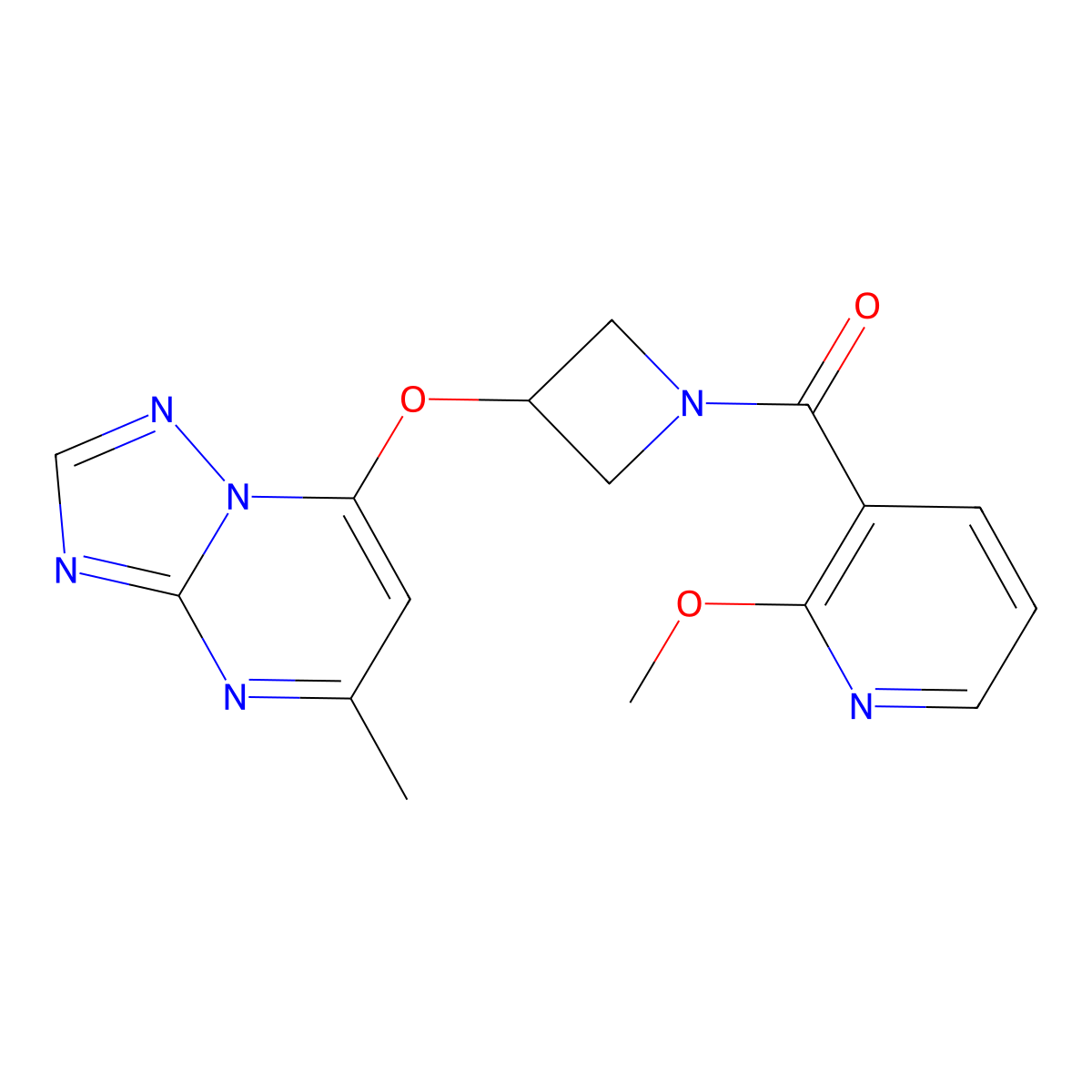 2-Methoxy-3-[3-({5-methyl-[1,2,4]triazolo[1,5-a]pyrimidin-7-yl}oxy)azetidine-1-carbonyl]pyridine molecular structure, CAS 2097863-51-7