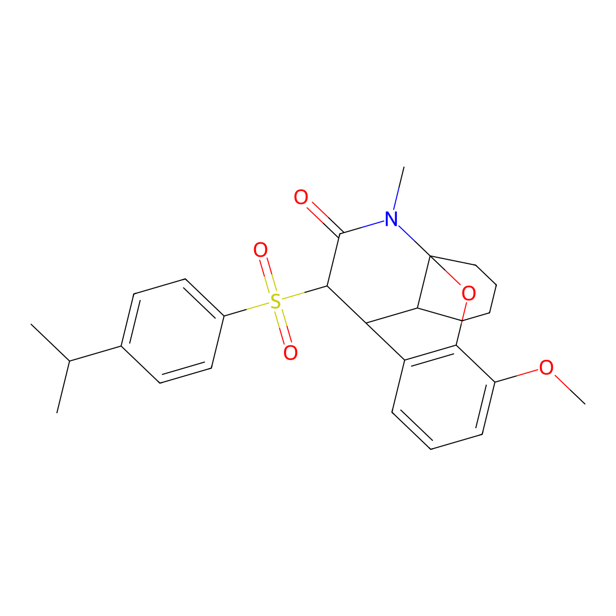 4-Methoxy-15-methyl-17-[4-(propan-2-yl)benzenesulfonyl]-2-oxa-15-azatetracyclo[7.5.3.0^{1,10}.0^{3,8}]heptadeca-3,5,7-trien-16-one molecular structure, CAS 2097863-58-4