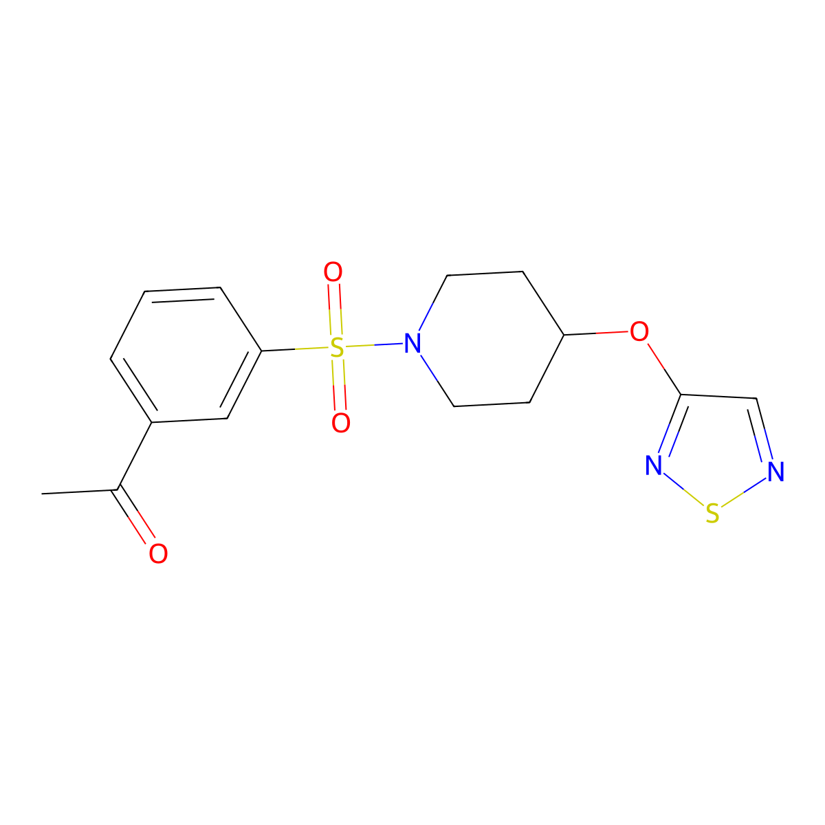 1-(3-{[4-(1,2,5-Thiadiazol-3-yloxy)piperidin-1-yl]sulfonyl}phenyl)ethan-1-one molecular structure, CAS 2097863-66-4