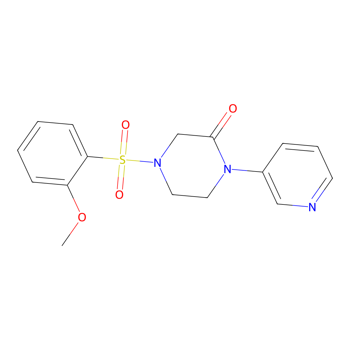 4-(2-Methoxybenzenesulfonyl)-1-(pyridin-3-yl)piperazin-2-one molecular structure, CAS 2097863-69-7