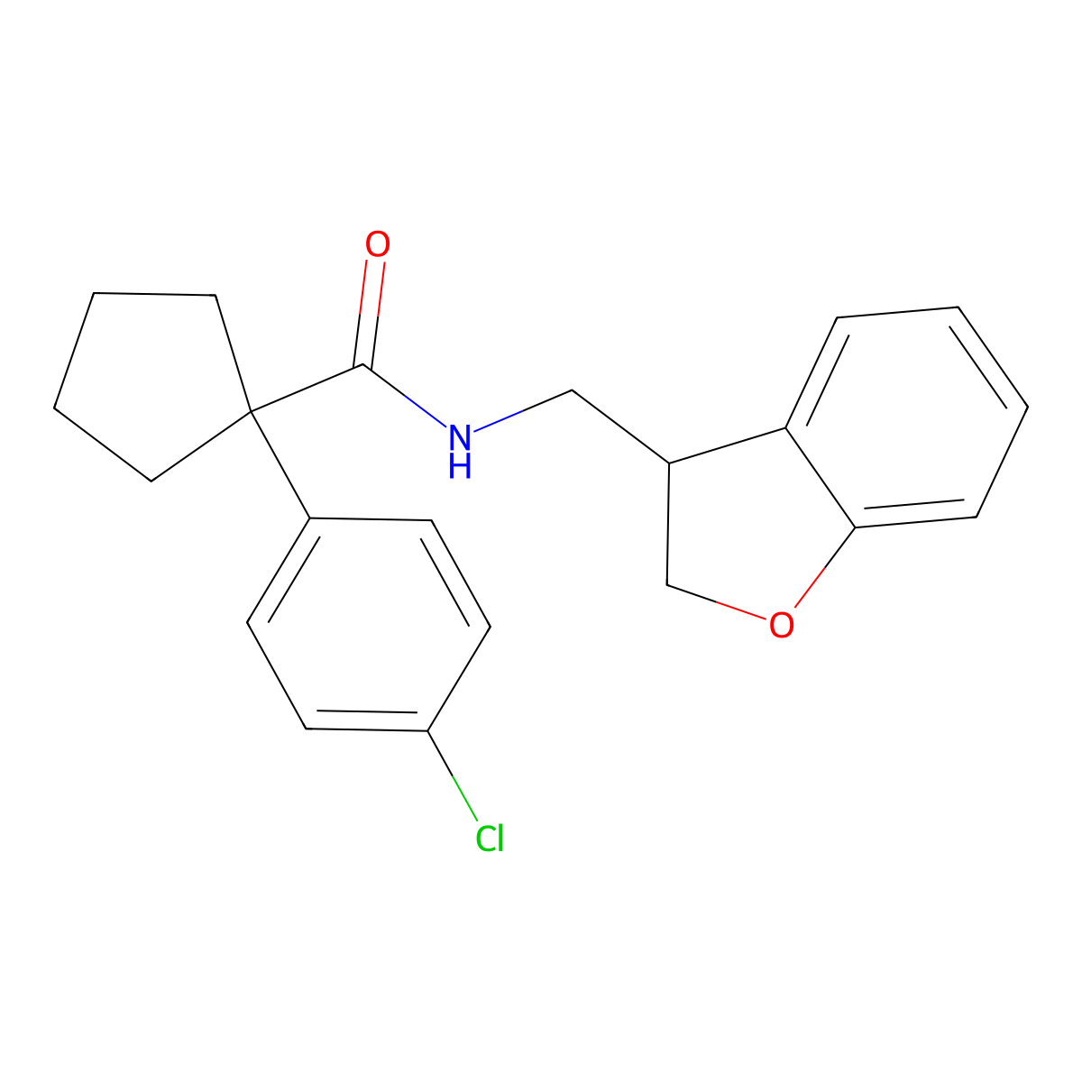 1-(4-chlorophenyl)-N-[(2,3-dihydro-1-benzofuran-3-yl)methyl]cyclopentane-1-carboxamide molecular structure, CAS 2097863-73-3