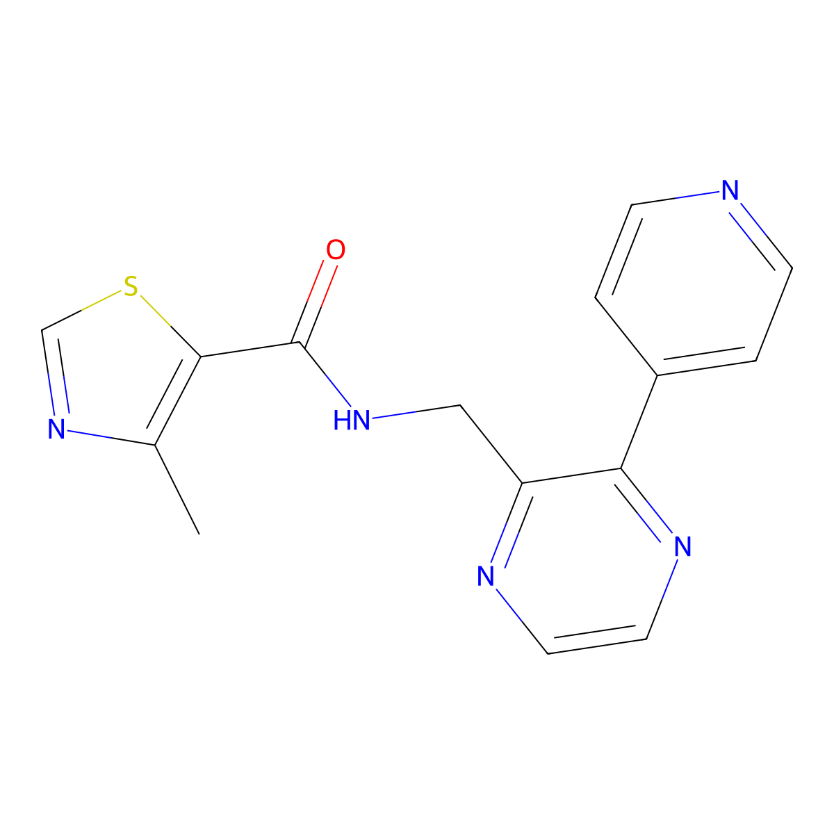 4-methyl-N-{[3-(pyridin-4-yl)pyrazin-2-yl]methyl}-1,3-thiazole-5-carboxamide molecular structure, CAS 2097863-76-6