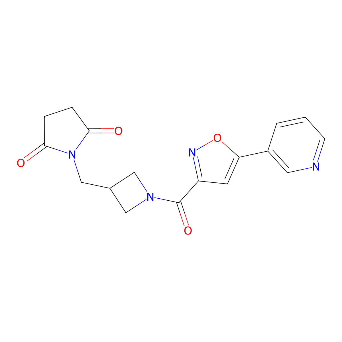 1-({1-[5-(Pyridin-3-yl)-1,2-oxazole-3-carbonyl]azetidin-3-yl}methyl)pyrrolidine-2,5-dione molecular structure, CAS 2097863-79-9
