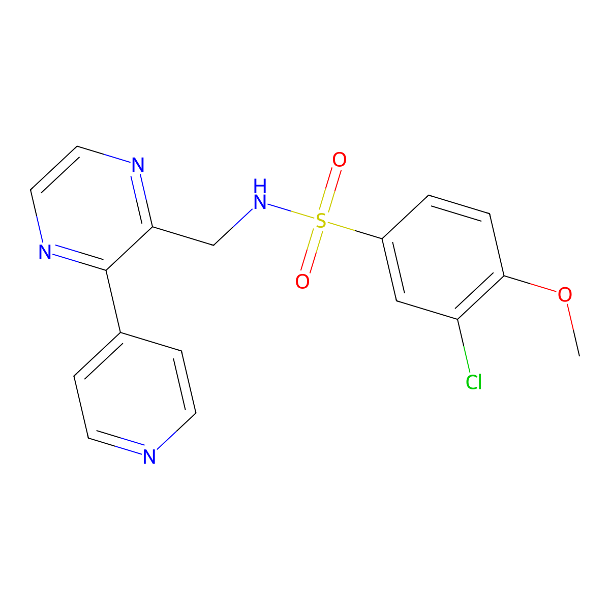 3-chloro-4-methoxy-N-{[3-(pyridin-4-yl)pyrazin-2-yl]methyl}benzene-1-sulfonamide molecular structure, CAS 2097863-81-3