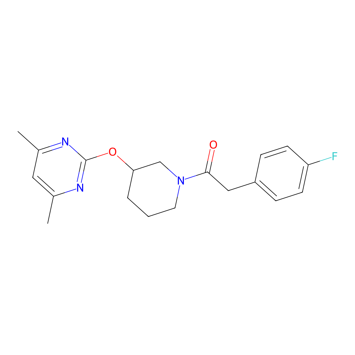 1-(3-((4,6-Dimethylpyrimidin-2-yl)oxy)piperidin-1-yl)-2-(4-fluorophenyl)ethanone molecular structure, CAS 2097863-83-5