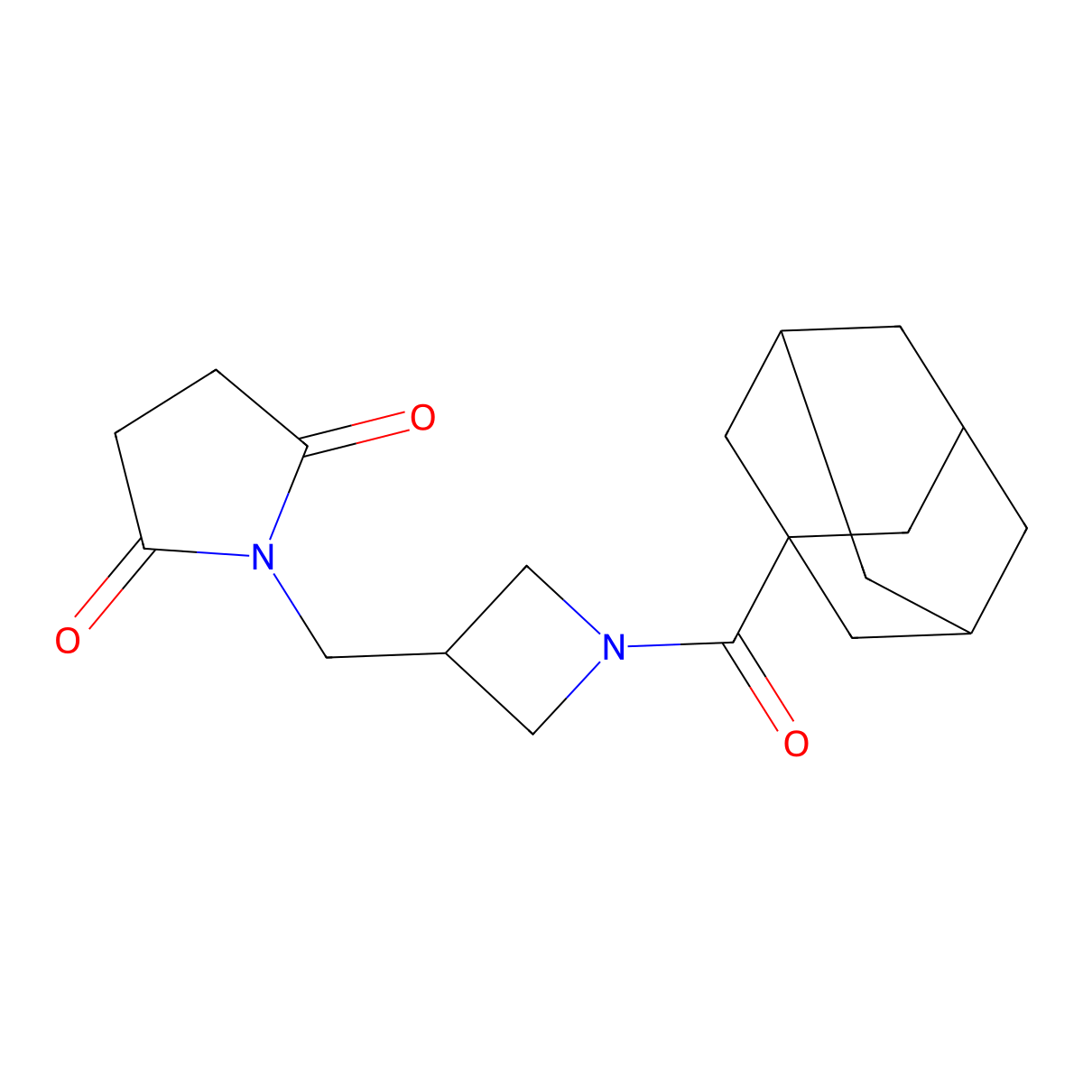 1-{[1-(Adamantane-1-carbonyl)azetidin-3-yl]methyl}pyrrolidine-2,5-dione molecular structure, CAS 2097863-85-7