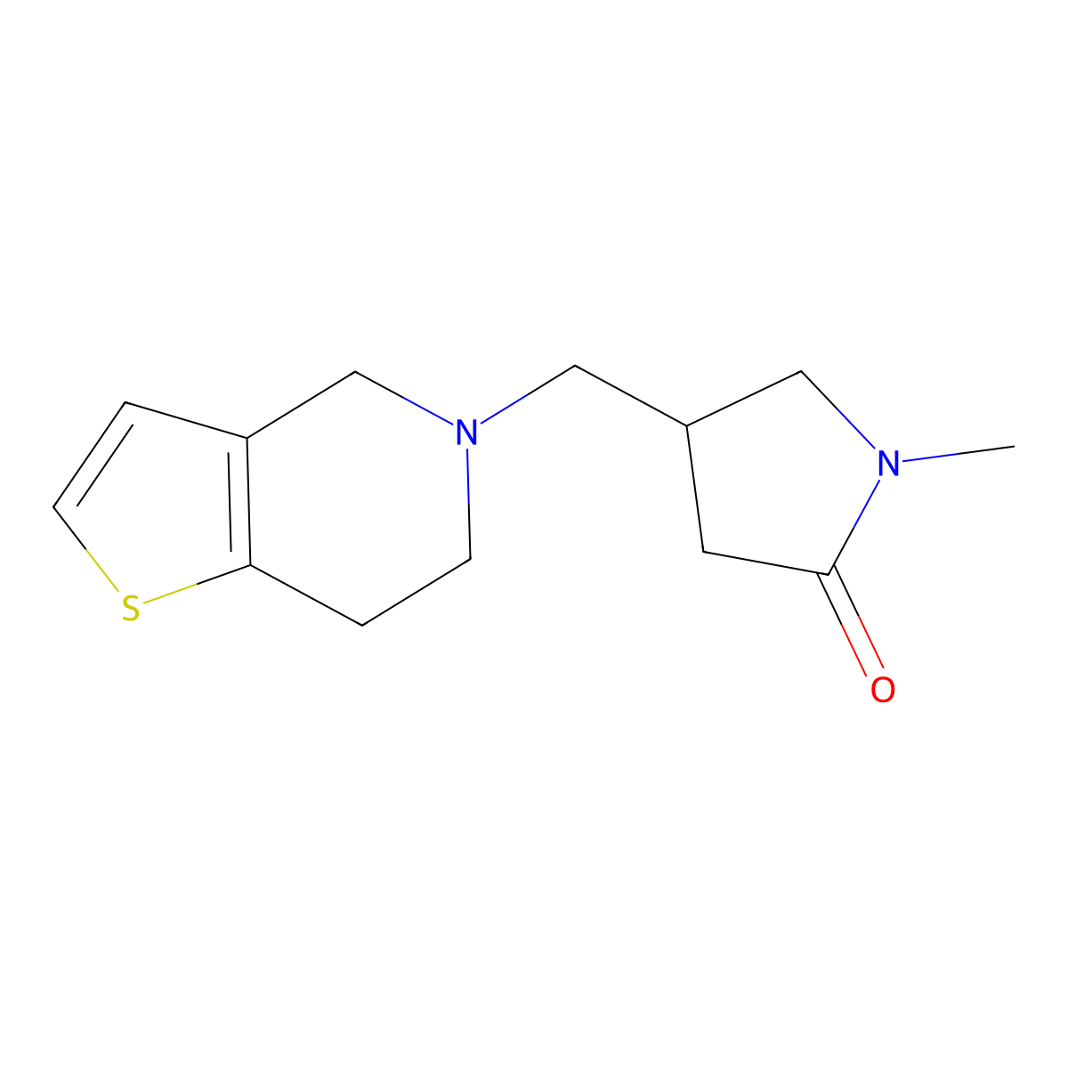 1-methyl-4-({4H,5H,6H,7H-thieno[3,2-c]pyridin-5-yl}methyl)pyrrolidin-2-one molecular structure, CAS 2097863-88-0