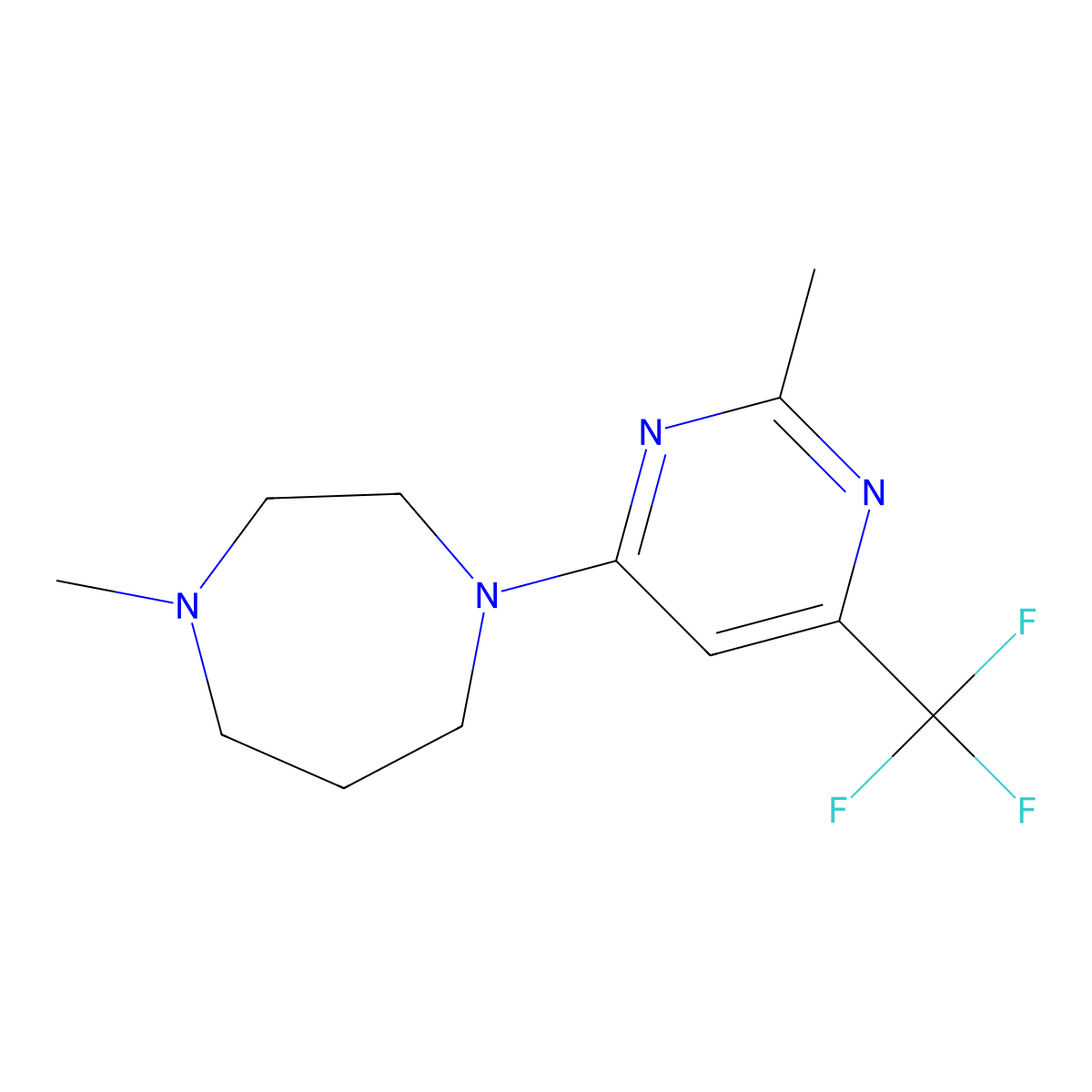1-Methyl-4-[2-methyl-6-(trifluoromethyl)pyrimidin-4-yl]-1,4-diazepane molecular structure, CAS 2097863-99-3