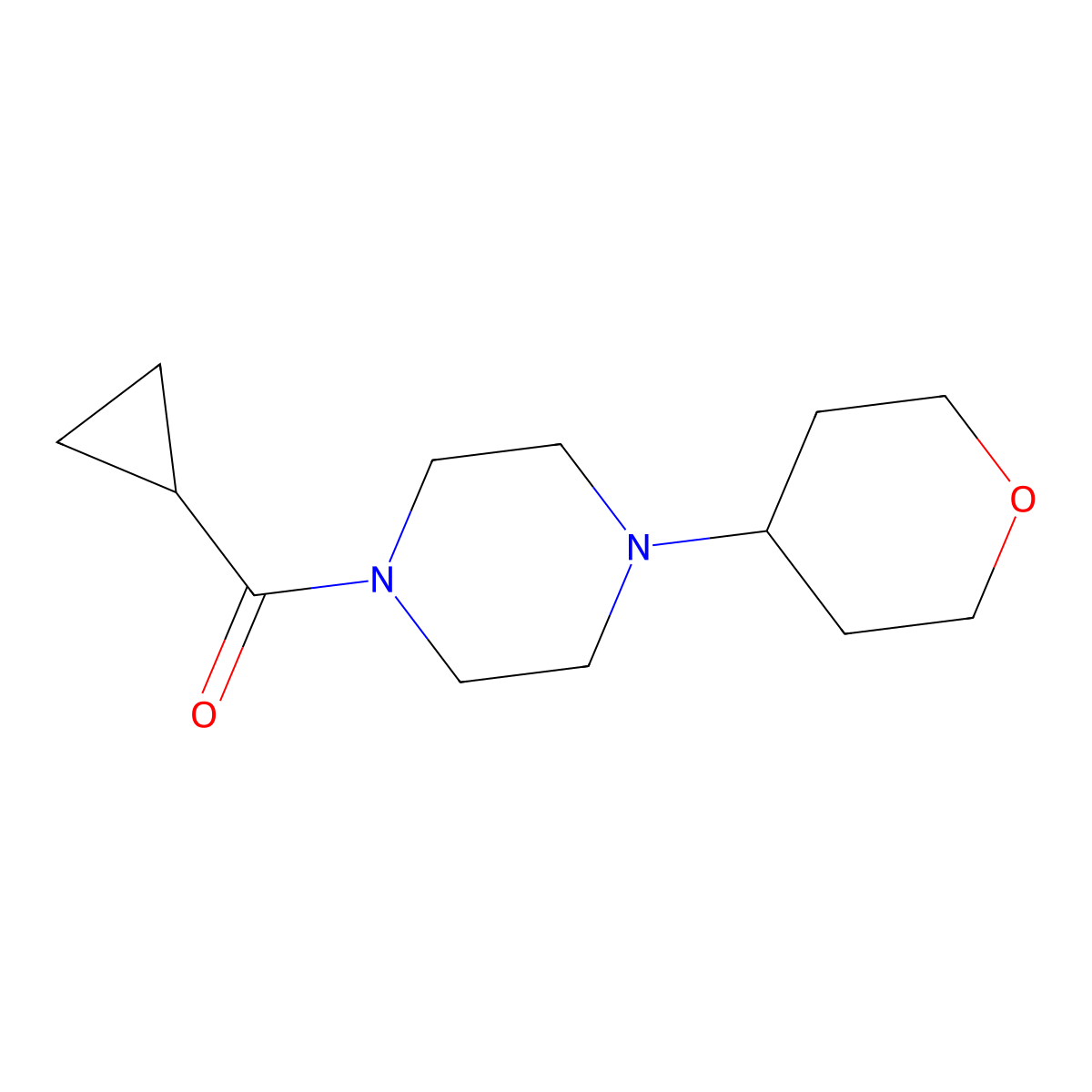 1-Cyclopropanecarbonyl-4-(oxan-4-yl)piperazine molecular structure, CAS 2097864-02-1