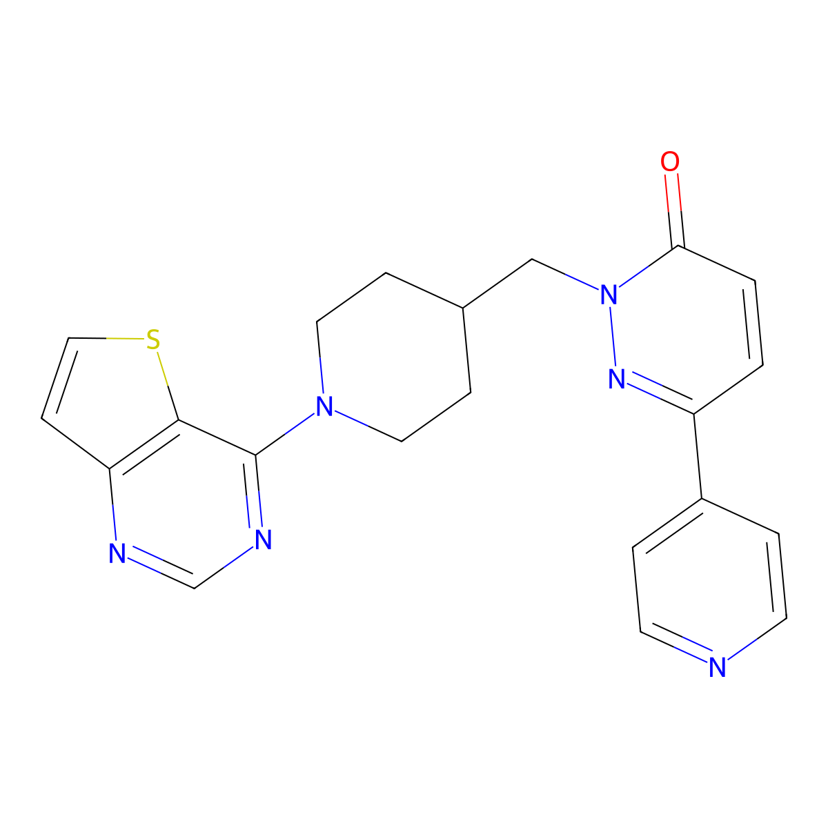 6-(Pyridin-4-yl)-2-[(1-{thieno[3,2-d]pyrimidin-4-yl}piperidin-4-yl)methyl]-2,3-dihydropyridazin-3-one molecular structure, CAS 2097864-03-2