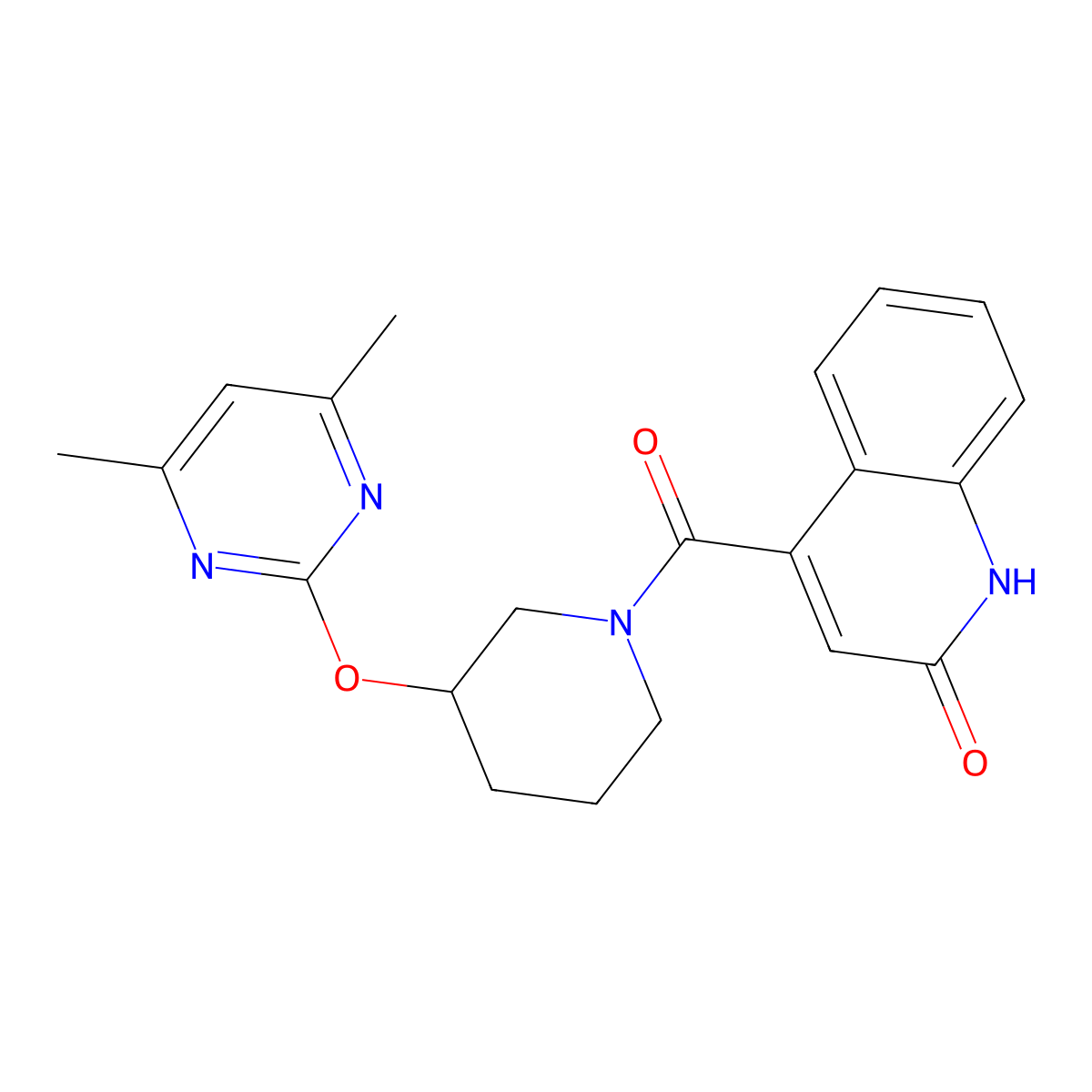 4-{3-[(4,6-Dimethylpyrimidin-2-yl)oxy]piperidine-1-carbonyl}quinolin-2-ol molecular structure, CAS 2097864-04-3