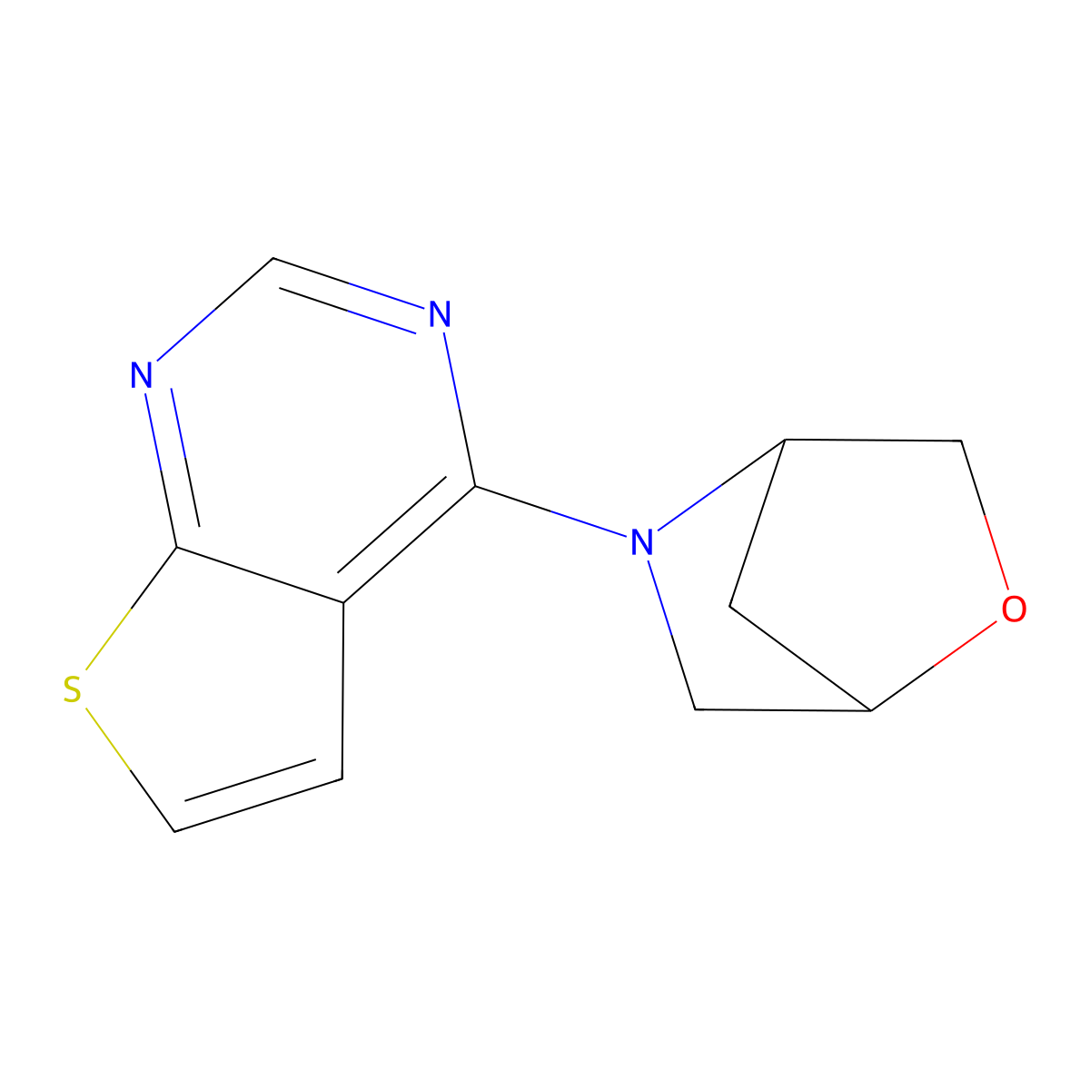 5-{Thieno[2,3-d]pyrimidin-4-yl}-2-oxa-5-azabicyclo[2.2.1]heptane molecular structure, CAS 2097864-15-6