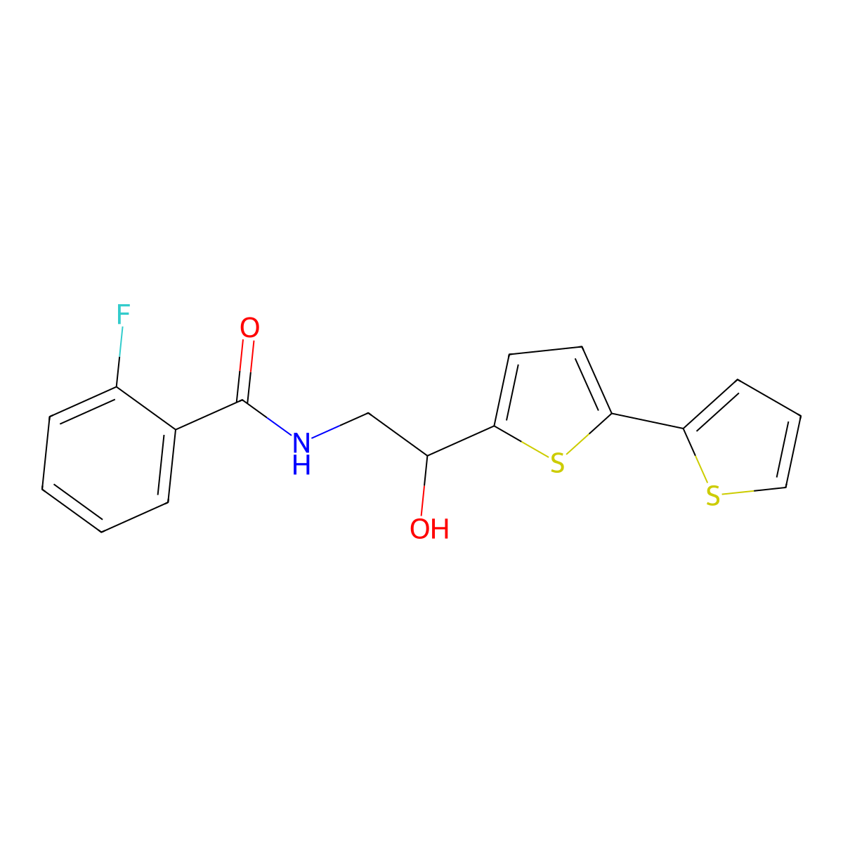N-(2-{[2,2'-bithiophene]-5-yl}-2-hydroxyethyl)-2-fluorobenzamide molecular structure, CAS 2097864-25-8