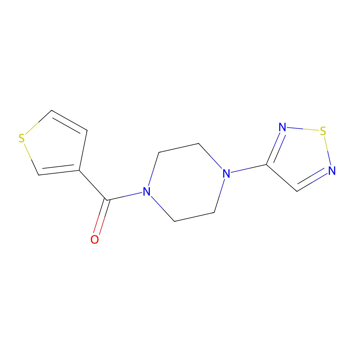 1-(1,2,5-Thiadiazol-3-yl)-4-(thiophene-3-carbonyl)piperazine molecular structure, CAS 2097864-31-6