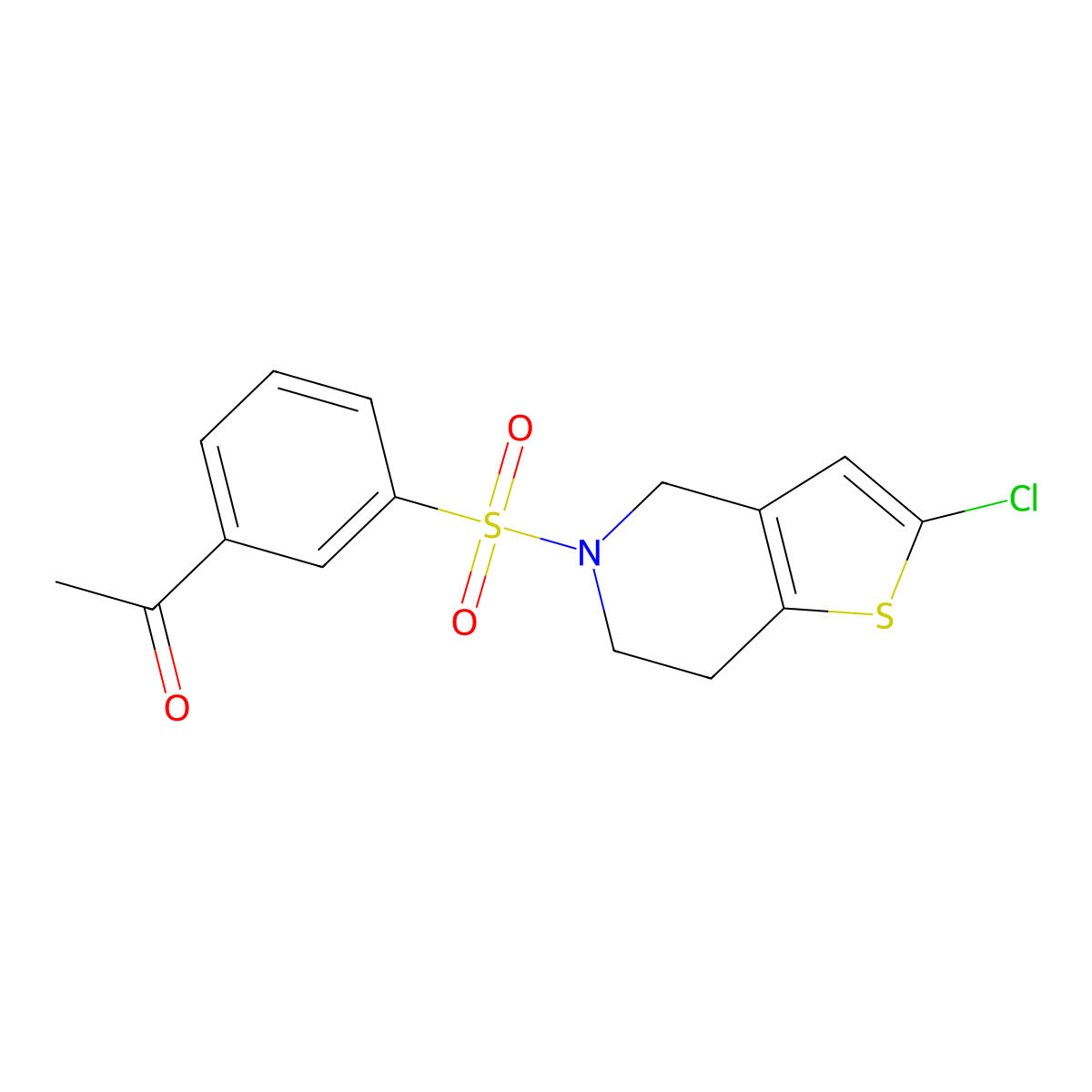 1-[3-({2-chloro-4H,5H,6H,7H-thieno[3,2-c]pyridin-5-yl}sulfonyl)phenyl]ethan-1-one molecular structure, CAS 2097864-32-7