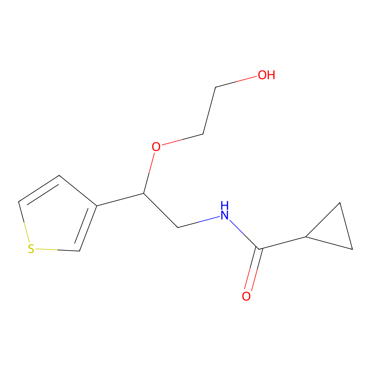 N-[2-(2-hydroxyethoxy)-2-(thiophen-3-yl)ethyl]cyclopropanecarboxamide molecular structure, CAS 2097864-33-8