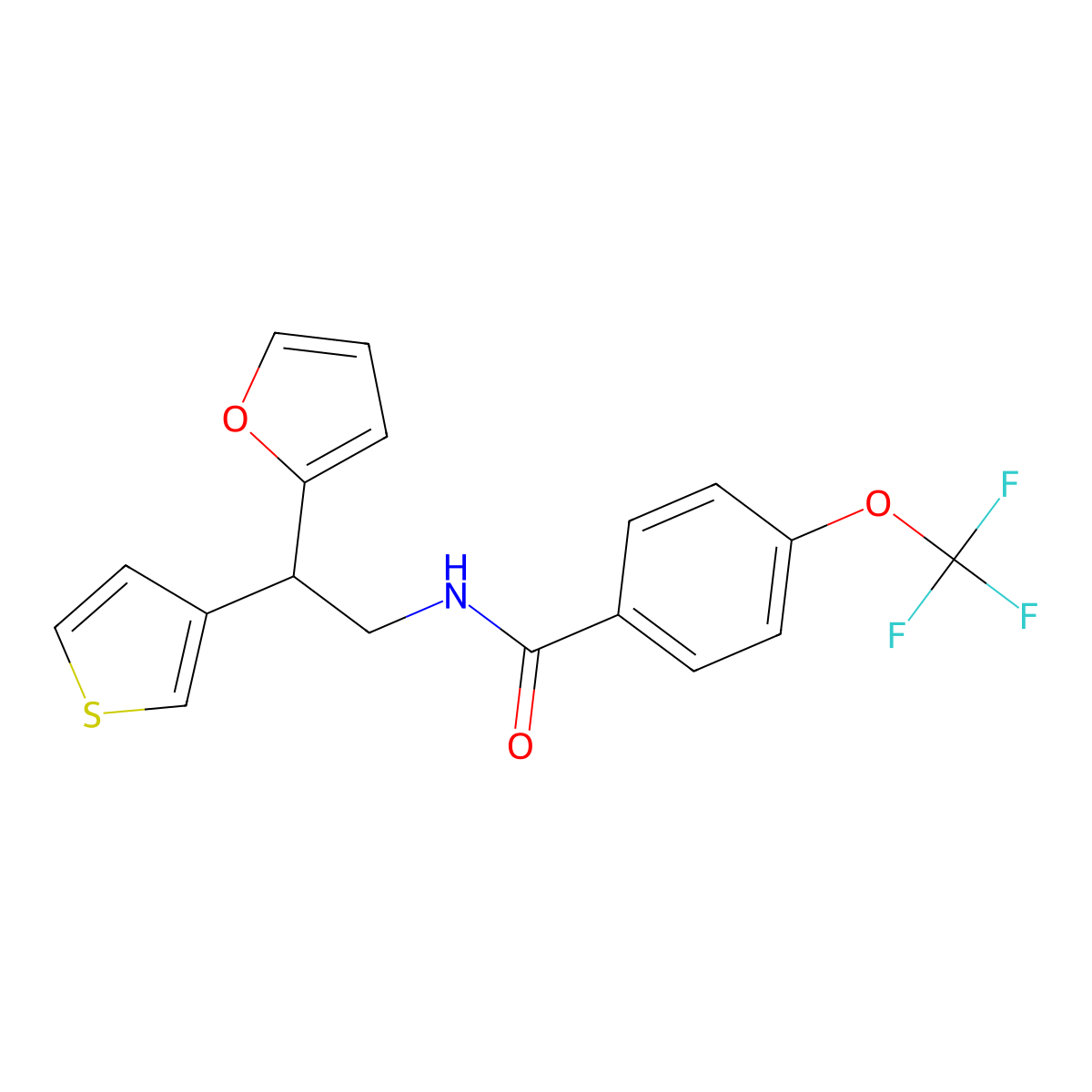 N-[2-(furan-2-yl)-2-(thiophen-3-yl)ethyl]-4-(trifluoromethoxy)benzamide molecular structure, CAS 2097864-37-2