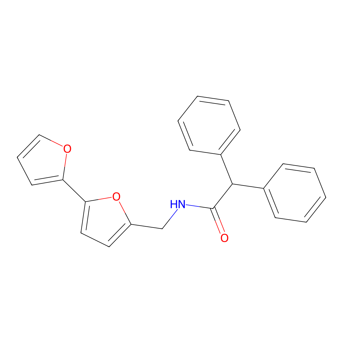 N-({[2,2'-bifuran]-5-yl}methyl)-2,2-diphenylacetamide molecular structure, CAS 2097864-39-4