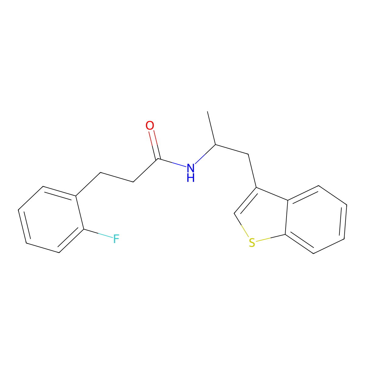 N-[1-(1-benzothiophen-3-yl)propan-2-yl]-3-(2-fluorophenyl)propanamide molecular structure, CAS 2097864-40-7