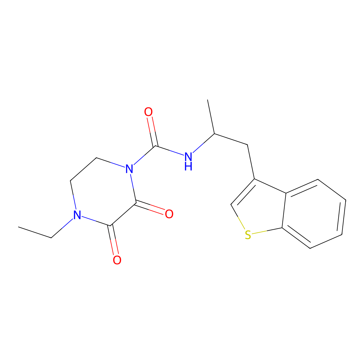 N-[1-(1-benzothiophen-3-yl)propan-2-yl]-4-ethyl-2,3-dioxopiperazine-1-carboxamide molecular structure, CAS 2097864-41-8