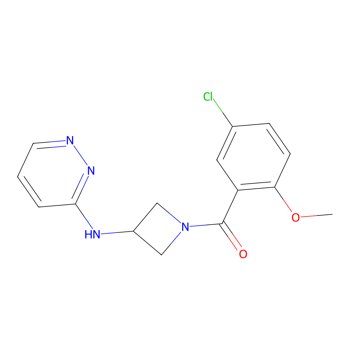 N-[1-(5-chloro-2-methoxybenzoyl)azetidin-3-yl]pyridazin-3-amine molecular structure, CAS 2097864-44-1