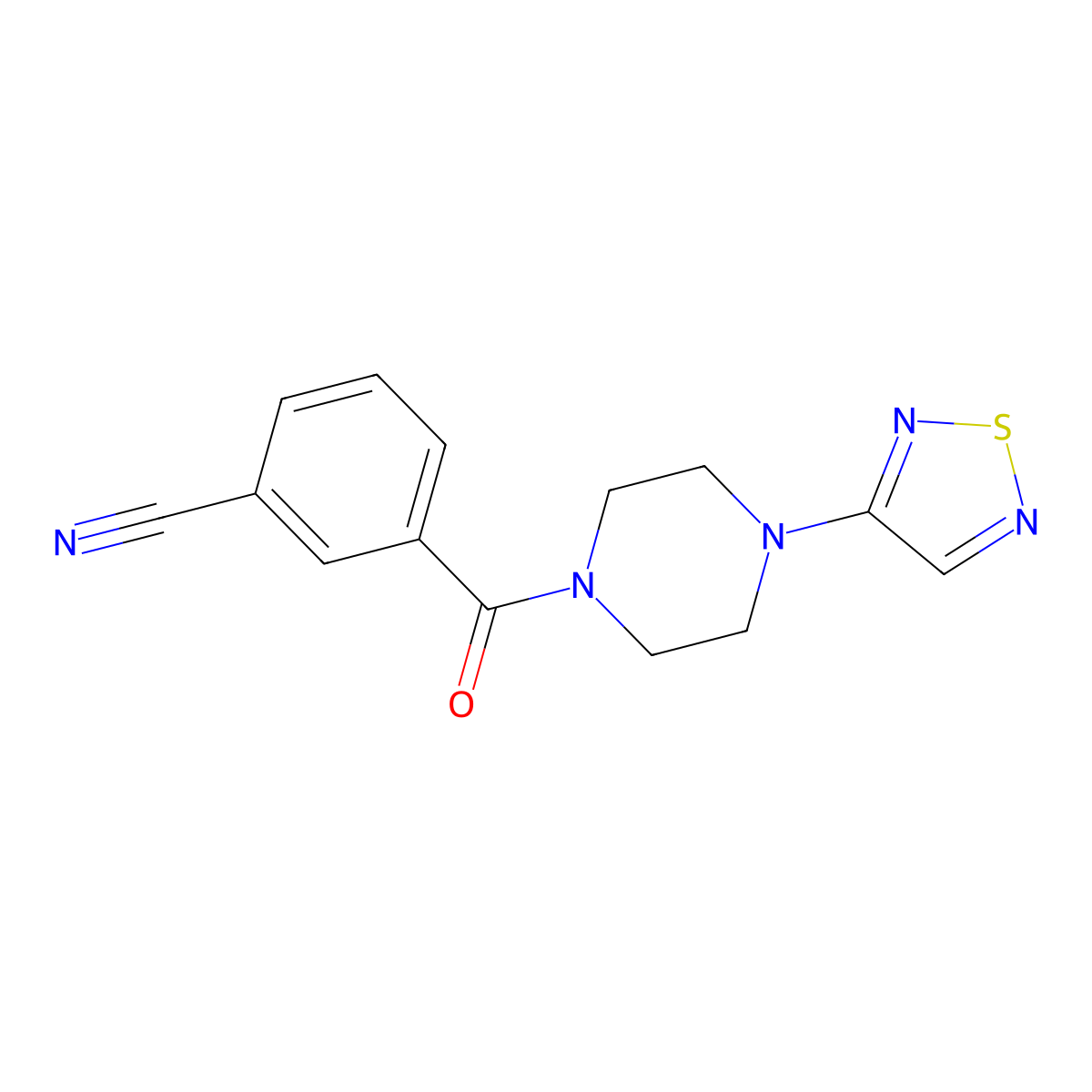 3-[4-(1,2,5-Thiadiazol-3-yl)piperazine-1-carbonyl]benzonitrile molecular structure, CAS 2097864-46-3