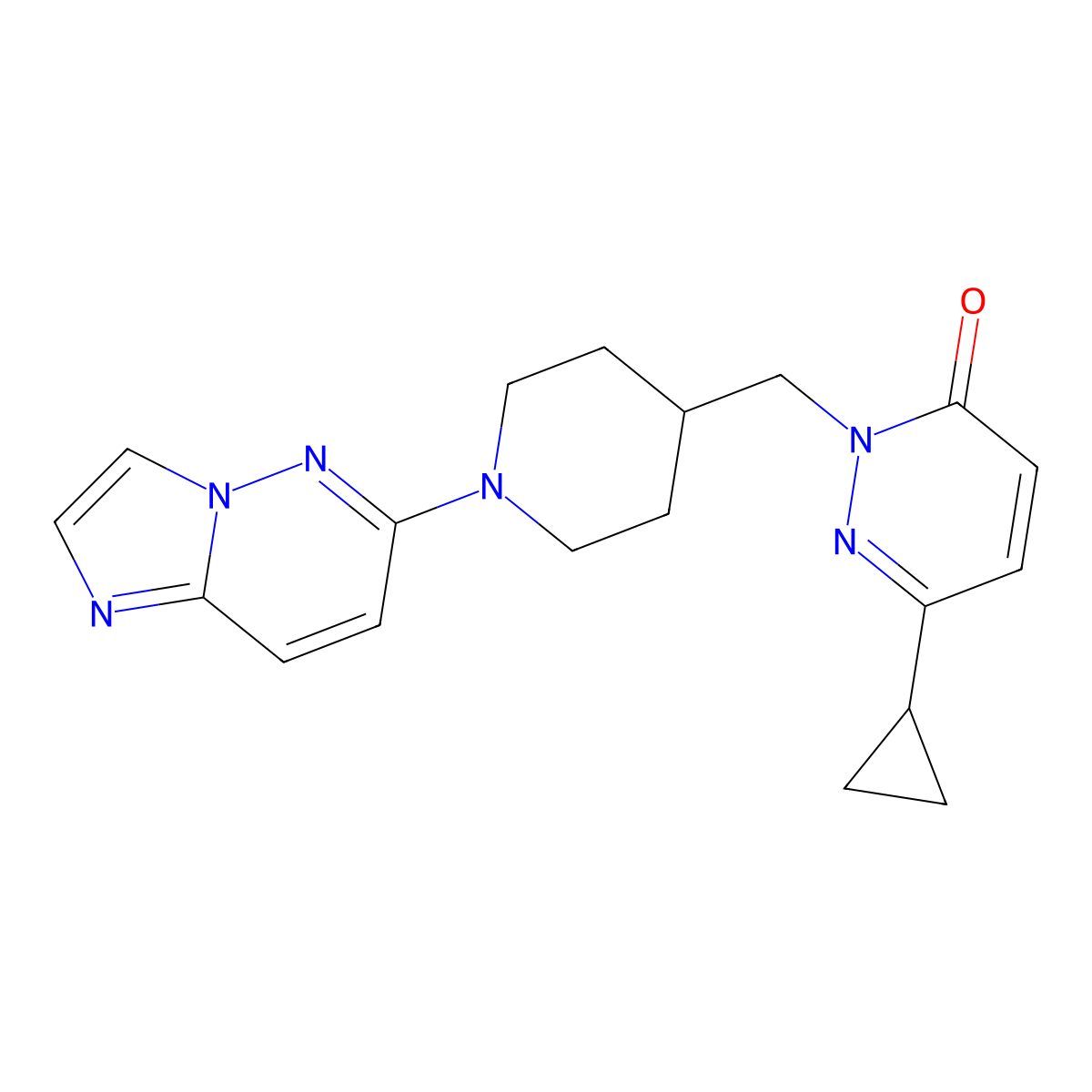 6-Cyclopropyl-2-[(1-{imidazo[1,2-b]pyridazin-6-yl}piperidin-4-yl)methyl]-2,3-dihydropyridazin-3-one molecular structure, CAS 2097864-47-4