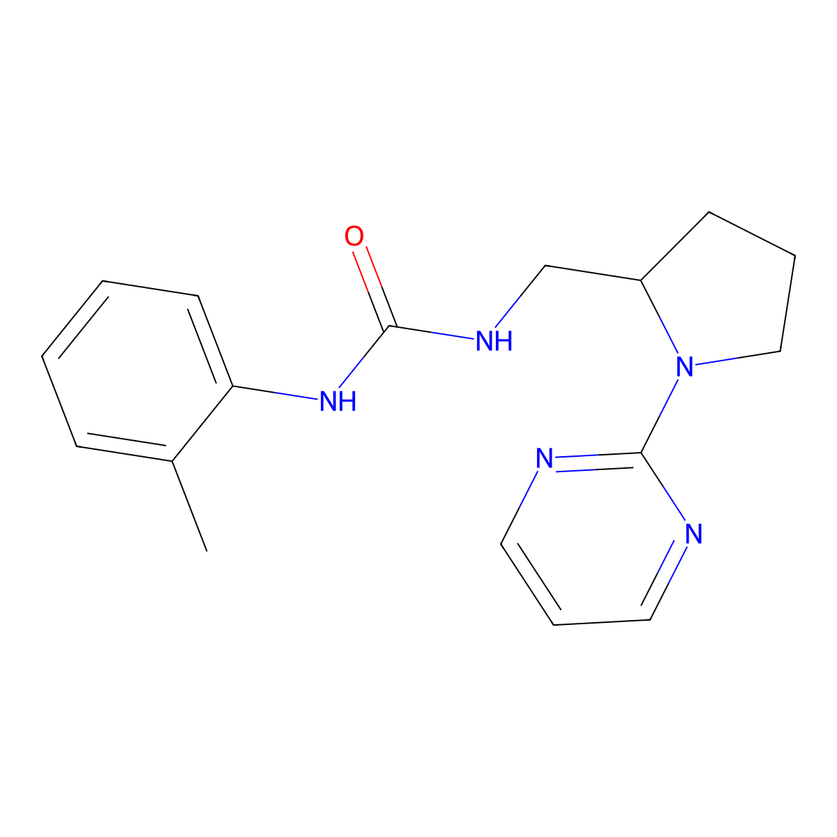 1-(2-Methylphenyl)-3-{[1-(pyrimidin-2-yl)pyrrolidin-2-yl]methyl}urea molecular structure, CAS 2097864-58-7
