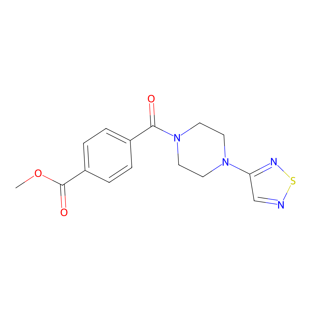Methyl 4-[4-(1,2,5-thiadiazol-3-yl)piperazine-1-carbonyl]benzoate molecular structure, CAS 2097864-61-2