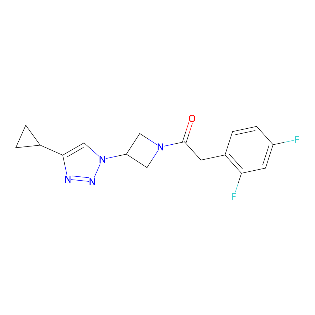1-(3-(4-cyclopropyl-1H-1,2,3-triazol-1-yl)azetidin-1-yl)-2-(2,4-difluorophenyl)ethanone molecular structure, CAS 2097864-65-6